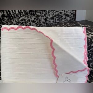 Baby White Blanket with Pink Trim